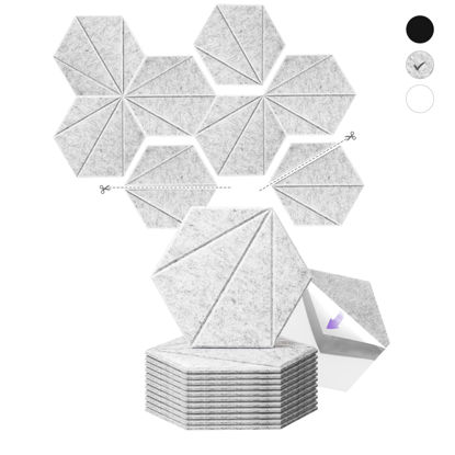Picture of 12 Pack Acoustic Foam Panels 12"x10"x6''x0.4'', Self Adhesive Sound Proof Foam Panels for Walls, High Density Soundproof Wall Panels is Widely Used for Acoustic Treatment In Various Spaces(Gray)