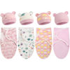 Picture of Buryeah 4 Pack Preemie Swaddle Blanket Wrap Set with Hat for Baby Boys Girls 3-7 Lbs Preemie Newborn Clothes Sleepers Cap (Pink,Boho)