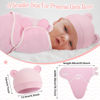 Picture of Buryeah 4 Pack Preemie Swaddle Blanket Wrap Set with Hat for Baby Boys Girls 3-7 Lbs Preemie Newborn Clothes Sleepers Cap (Pink,Boho)