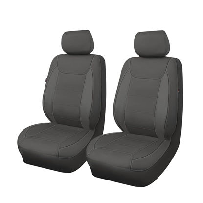 Picture of Flying Banner car seat Covers Protects Water Proof Faux Leather Carbon Fiber Fronts Gray Gray