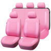 Picture of Flying Banner car seat Covers Protects Water Proof Faux Leather Carbon Fiber Fronts Rear Bench Covers (Pink Pink, Full Set - 8PCS)