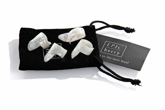 Picture of EPIC berry Thumb and Finger Picks - Medium White - Best for Fingerstyle Guitar, Banjo or Ukulele. Includes a Pouch.