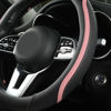Picture of Car Steering Wheel Cover, Leather Steering Wheel Cover Pink Universal 14.5-15 Inch Microfiber Leather Anti-Slip Breathable Auto Steering Wheel Covers for Men Women (Black&Pink)