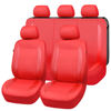 Picture of Flying Banner car seat Covers Protects Water Proof Faux Leather Carbon Fiber Fronts Rear Bench Covers (Red Red, Full Set - 8PCS)