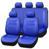Picture of Flying Banner car seat Covers Protects Water Proof Faux Leather Carbon Fiber Fronts Rear Bench Covers (Blue Blue, Full Set - 8PCS)
