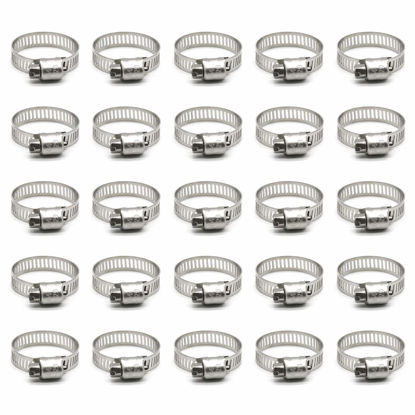 Picture of ZIPCCI Hose Clamp, 1 Inch Stainless Steel Worm Gear fuel line hose clamps, 19-29mm (25pack)