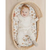 Picture of Konssy 2 Pack Muslin Fitted Bassinet Sheets for Baby Girl Boy, Soft Breathable Baby Bassinet Sheets Fit for Baby Bassinets, Cradle, Moses Basket Oval Rectangle Pad/Mattress (Peach,Floral)