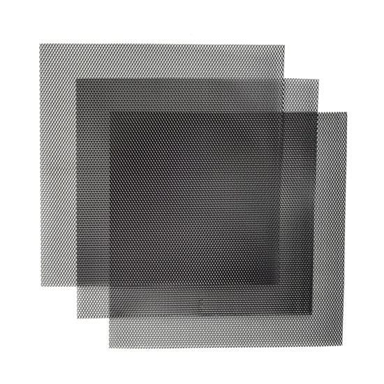 Picture of AggAuto 3Pcs Universal 13"x13" Metal Mesh, Never Rust Aluminum Alloy Vent Mesh Screen Grille Insert Hardware Cloth Rhombic Hole 4x8mm Black
