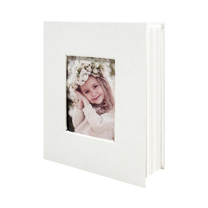 Picture of HenPisen Photo Album 4x6 100 Pockets, Linen Cover Top Loader Vertical, Slip-in Picture White Pockets Albums for Wedding, Family, Anniversary, Baby, Vacation