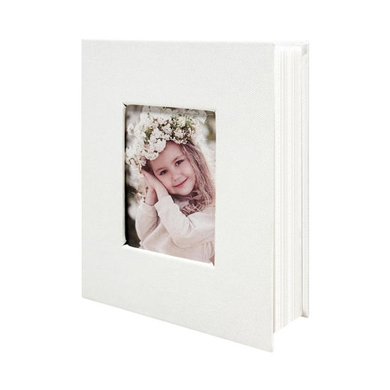 Picture of HenPisen Photo Album 4x6 100 Pockets, Linen Cover Top Loader Vertical, Slip-in Picture White Pockets Albums for Wedding, Family, Anniversary, Baby, Vacation