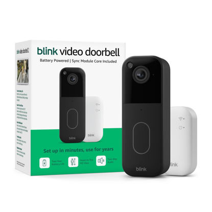 Picture of Blink Video Doorbell (newest model) - Head-to-toe HD view, two-year battery life, and simple setup. Sync Module Core included - System (Black)
