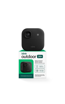 Picture of Blink Outdoor 2K+ (newest model) - Wireless smart security camera, 2K video resolution, enhanced audio, two-year battery. Required Sync Module not included - Add-On (Black)
