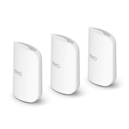 Picture of Amazon eero Pro 7 tri-band mesh Wi-Fi 7 router (newest model) - Supports internet plans up to 5 Gbps, Coverage up to 6,000 sq. ft., 3-pack