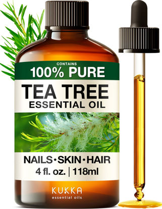 Picture of KUKKA Tea Tree Essential Oils - 4 Fl Oz - for Hair, Skin, Diffuser, Aromatherapy & DIY Soap Making Scent