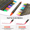 Picture of Betem 24 Colors Dual Tip Acrylic Paint Pens Markers, Premium Water-Based Acrylic Paint Markers for Fabric, Rock, Wood, Glass, Paper, Canvas, Ceramic, Fabric Paint Markers DIY Crafts Art Supplies Kit