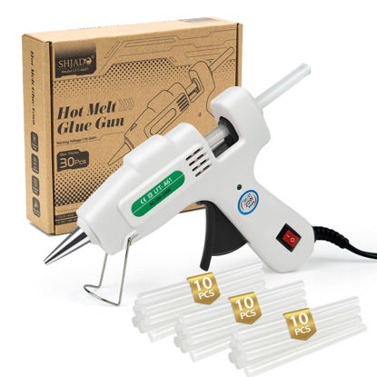 Picture of SHJADE Mini Hot Glue Gun Kit with 30 Glue Sticks - Fast Preheating Hot Melt Gun, High Temp for School Crafts DIY Arts and Quick Home Repairs(White)
