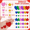 Picture of 300 PCS Glitter Heart Stickers, Colorful Self Adhesive Foam Star Heart Stickers, Arts Craft Mini Star Bulk for Valentine Crafts DIY Greeting Card Envelopes Scrapbooking