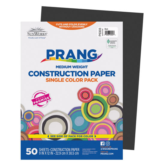 Picture of Prang (Formerly SunWorks) Construction Paper, Black, 9" x 12", 50 Sheets