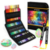 Picture of Pagather 72 Colors Acrylic Paint Markers, Dual Tip with Fine Tip and Brush Tip Pens for Stone, Wood, Calligraphy, Canvas, Ceramic, Metal, Glass, Rock Painting, DIY Crafts Art Supplies Kit