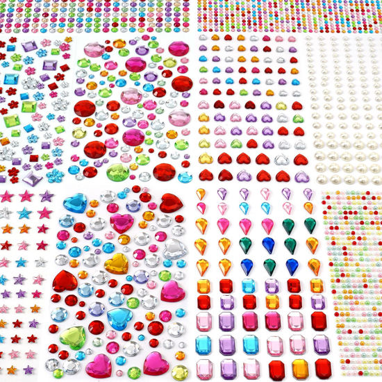 Picture of MYDBUYSOME 2774pcs Gem Stickers Jewels for Crafts, Self Adhesive Rhinestone Jewel Stick on Gems, Acrylic Bling Heart Stickers, Craft Supplies for Kids