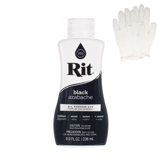 Picture of Rit Dye - Liquid Fabric Dye for Crafting, Clothing, and Décor - 8 oz. Bottle - Black (Gloves Included)