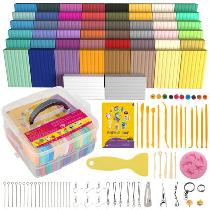 Picture of Polymer Clay 50 Colors, Modeling Clay for Kids DIY Starter Kits, Oven Baked Model Clay, Non-Sticky Molding Clay with Sculpting Tools, Gift for Children and Artists (50 Colors)