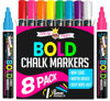 Picture of Bold Chalk Markers - Dry Erase Marker Pens - Liquid Chalk Markers for Chalkboards, Signs, Windows, Blackboard, Glass, Mirrors - Chalkboard Marker with Reversible Tip (8 Pack) - (Multicolored, 6mm)