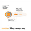 Picture of Fiskars 45mm Rotary Cutter for Fabric, Premium Steel Stick Fabric Cutter Cuts Through Multiple Layers, Right and Left Handed, Easy and Safe Blade Change, Arts and Crafts, Sewing and Quilting Tools