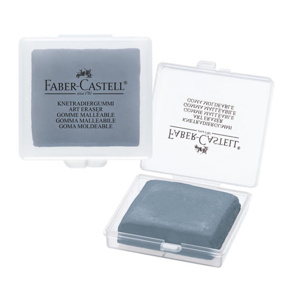Picture of Faber-Castell Kneadable Eraser for Artists in Storage Case - Absorbent Kneaded Erasers, Art Eraser 1 Pack, Grey
