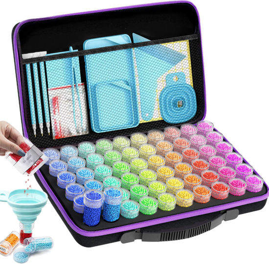 Picture of ARTDOT 60 Slots Storage Container for Diamond Art Kits for Adults, Portable Bead Storage Boxes for Diamond Painting Accessories and Tools