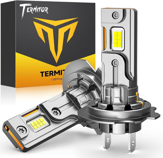 Picture of Termitor Latest H7/H7LL Bulbs, 50,000LM 900% Brightness, 6500K White Super Bright, 1:1 Halogen Size, 6500 Cool White H7 Fog Lights, No Adapter Required, Easy Install, Non-Polarity, Pack of 2