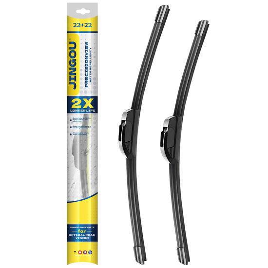Picture of JINGOU 22" + 22" Front Windshield Wiper Blades Compatible with Ford F Series 2023-2012 Expedition 2022-2008 OEM QUALITY Premium All-Season Automotive Replacement Wipers (Pack of 2)