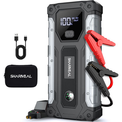 Picture of Sharmeal Car Jump Starter 5000A, Jump Starter Battery Pack for 10.0L Gas and 9.0L Diesel, 12V Portable Jump Box with LED Light