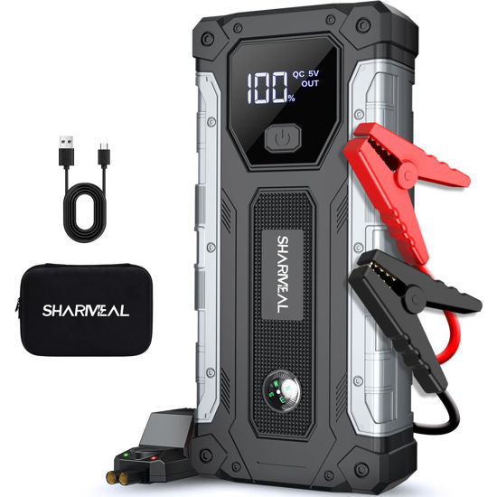 Picture of Sharmeal Car Jump Starter 5000A, Jump Starter Battery Pack for 10.0L Gas and 9.0L Diesel, 12V Portable Jump Box with LED Light