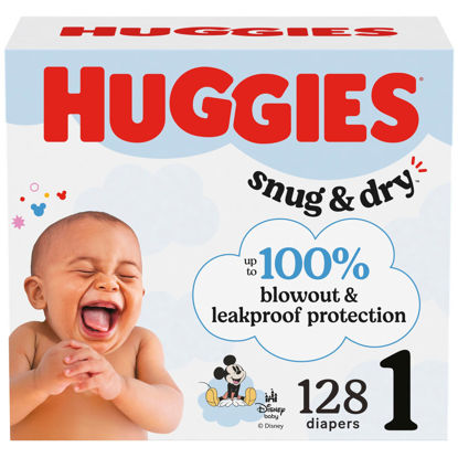 Picture of Huggies Size 1 Diapers, Snug & Dry Newborn Diapers, Size 1 (8-14 lbs), 128 Count, Packaging May Vary