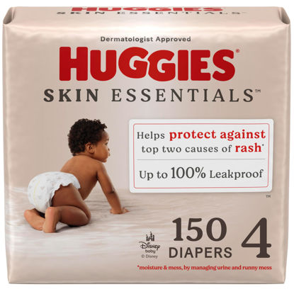 Picture of Huggies Size 4 Diapers, Skin Essentials Baby Diapers, Size 4 (22-37 lbs), 150 Count (6 Packs of 25), Packaging May Vary