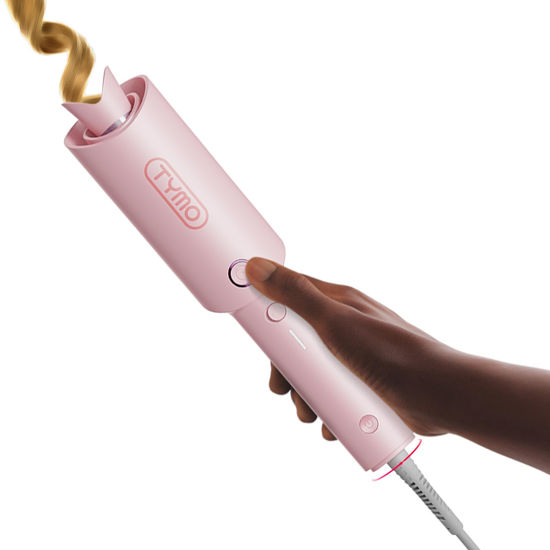 Picture of TYMO Automatic Rotating Curling Iron - TYMO CURLPRO Beach Waves Curling Wand, Portable Hair Curler, 500 Million Ionic, Dual Voltage & Lightweight for Travel, Ceramic Coating, 1 Inch, Pink
