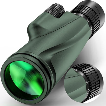 Picture of Monocular Telescope 80 x 100 High Powered Monoculars for Adults with Tripod, Monocular for Smartphone Suitable for Bird Watching Larger Vision Monoculars for Adults with BAK4 Prism & FMC Lens Green
