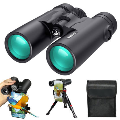 Picture of Gosky 8x42 Roof Prism Binoculars for Adults, HD Professional Binoculars for Bird Watching Travel Stargazing Hunting Concerts Sports-BAK4 Prism FMC Lens-with Phone Mount Tripod Strap Carrying Bag