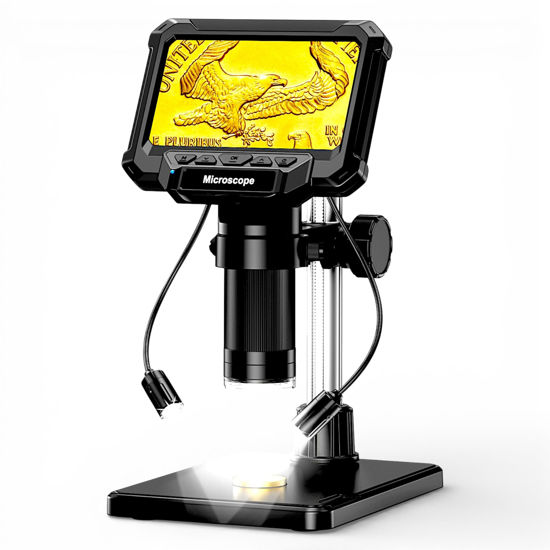 Picture of Aikokkl 4.3" Coin Microscope 1000X for Error Coins, Digital LCD Magnifier with Anti-Glare Side Lights, 1080P USB PC View (Win/Mac), Rechargeable Scope for Numismatic Grading & Mint Marks