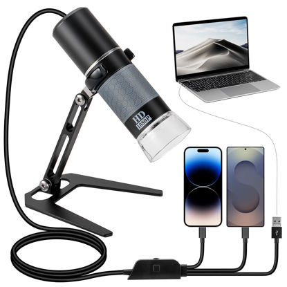Picture of Bysameyee 1080P USB Microscope with Metal Stand, 50X-1000X Handheld Digital Microscope Camera Compatible with iPhone/Android/Windows/Mac