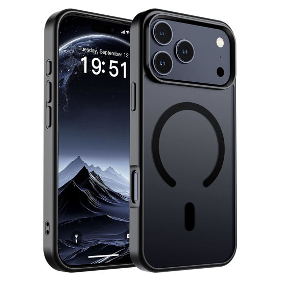 Picture of SUPFINE Magnetic for iPhone 17 Pro Max Case (Compatible with MagSafe)(Military Grade Drop Protection) Translucent Matte Shockproof with Anti-Fingerprint Phone Cover, Black