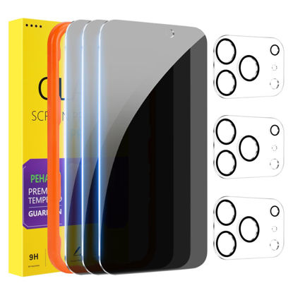 Picture of PEHAEL 3+3Pack for iPhone 17 Pro Max Privacy Screen Protector with Camera Lens Protector Full Coverage Anti-Spy Tempered Glass Film 9H Hardness Easy Installation Bubble Free [6.9 inch]