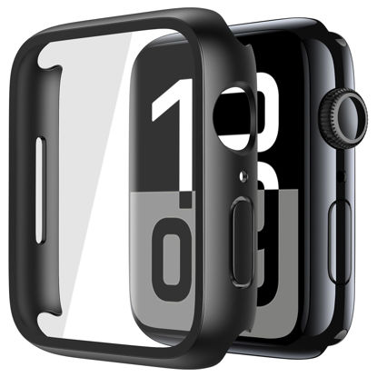 Picture of Misxi 2 Pack Tempered Glass Case Compatible for Apple Watch Series 11 (2025) Series 10 46mm, Screen Protector Cover for iWatch, Black