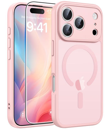 Picture of FNTCASE for iPhone 17 Pro-Max Case: [Compatible with Magsafe] Translucent Matte Cases with [Full Camera Protection] [Screen Protector] Military Grade Shockproof Protective Phone Cover - Light Pink