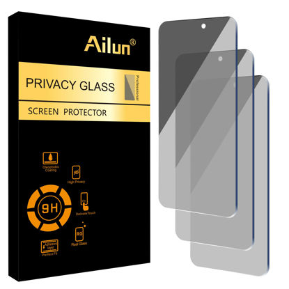 Picture of Ailun Privacy Screen Protector for iPhone 16 / iPhone 15 / iPhone 15 Pro [6.1 Inch] 3 Pack Anti Spy Private Tempered Glass Anti-Scratch Case Friendly [3 Pack][Not for iPhone 16 Pro 6.3 inch]
