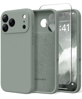 Picture of SuydanBox Magnetic for iPhone 17 Pro Max Case, Compatible with MagSafe, [Full Camera Protection][Screen Protector] Silicone Shockproof Protective Phone Case for iPhone 17 Pro Max 6.9", Calke Green