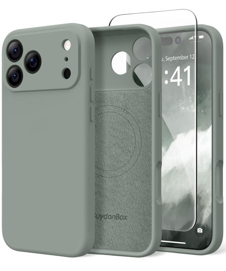 Picture of SuydanBox Magnetic for iPhone 17 Pro Max Case, Compatible with MagSafe, [Full Camera Protection][Screen Protector] Silicone Shockproof Protective Phone Case for iPhone 17 Pro Max 6.9", Calke Green