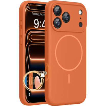 Picture of Miracase Magnetic for iPhone 17 Pro Max Case, Compatible with MagSafe, Integrated Silicone Camera Control Cover, 3.0mm Thicken Shockproof Drop Protection Phone Case for 17 ProMax, Orange