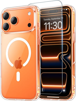 Picture of Temdan for iPhone 17 Pro Max Case Clear with Screen Protector, Compatible with Magsafe, Anti-Yellowing, Military-Grade Protection, Shockproof Slim Magnetic Phone Case Cover, Transparent